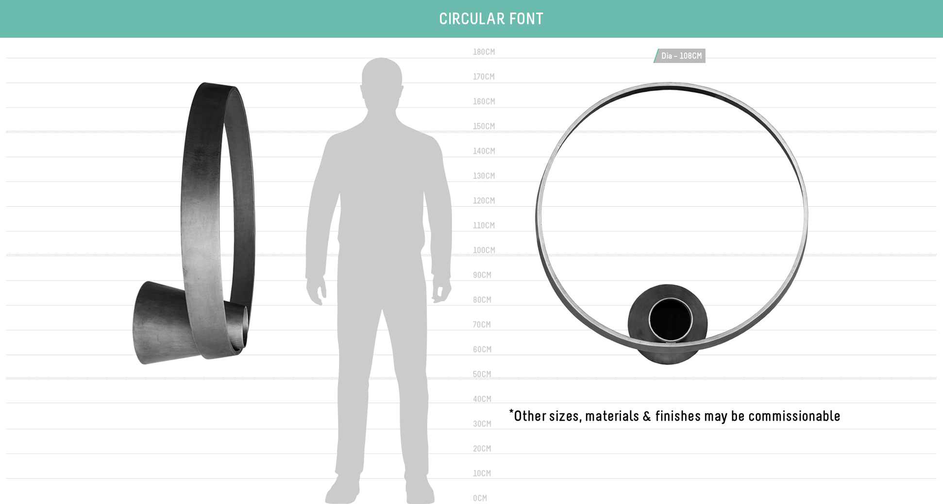 sizing options circular bronze sculpture mainartery image